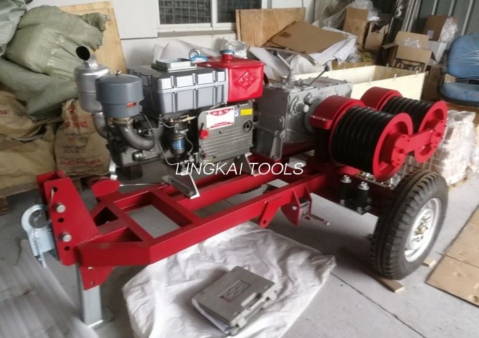 Dvojni bobnasti vitel 5 ton s prikolico, ki se ujema z bencinskim motorjem Honda/Yamaha